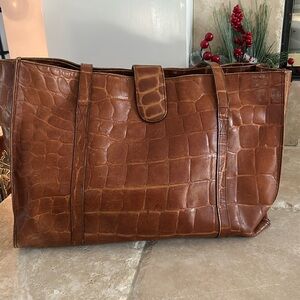 Michael Rome Chestnut Croc-Pattern Tote